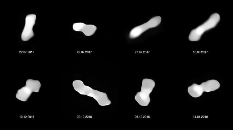 Eleven images of the asteroid Kleopatra viewed at different angles as it rotates. The images were taken at different times between 2017 and 2019 with the Spectro-Polarimetric High-contrast Exoplanet REsearch (SPHERE) instrument on ESO's VLT. Credit: ESO/Vernazza, Marchis et al./MISTRAL algorithm (ONERA/CNRS).