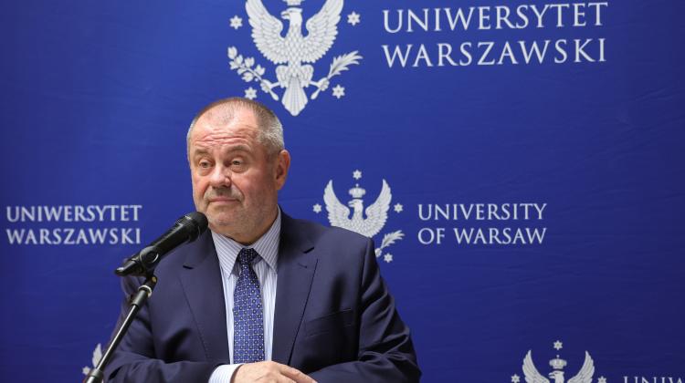 Warszawa, 16.04.2024. Rektor UW prof. Alojzy Z. Nowak. Fot. PAP/ Szymon Pulcyn