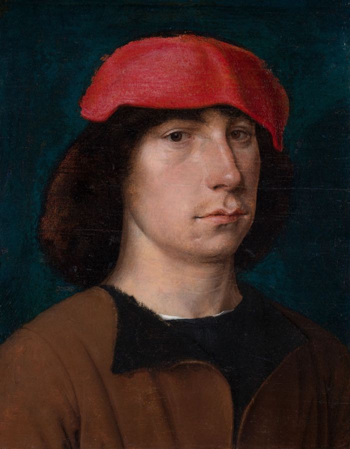 Michel Sittow (?), Portret młodzieńca w czerwonym berecie/Autoportret artysty?, ok. 1512, olej na desce, 16.4 x 12.7 cm, Detroit Institute of Arts, inv. 58.383.