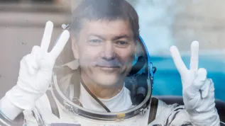 15.09.2023. Kosmodrom Bajkonur (Kazachstan) Rosyjski kosmonauta Oleg Kononenko. Fot. PAP/EPA/MAXIM SHEMETOV 