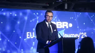 13.05.2025. Przewodnictwo Polski w Radzie UE. Minister nauki i szkolnictwa wyższego Marcin Kulasek na konferencji EU Innovation Journey'25, w Warszawie. PAP/Piotr Nowak