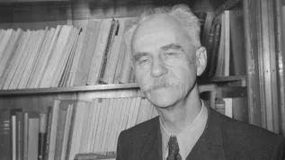 01.1956. Na zdjęciu prof. Tadeusz Kotarbiński. PAP/Adam Mottl