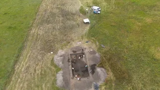 Wykopaliska w Zaborowie z lotu ptaka. Fot. Marcin Woźniak