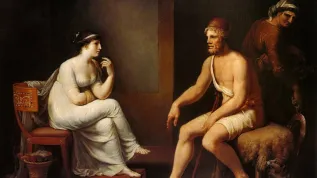 Penelopa i Odyseusz, obraz Johanna Heinricha Wilhelma Tischbeina z 1802 r. Fot. Wikipedia/ domena publiczna