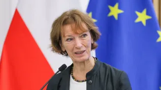 Warszawa, 23.09.2024. Przewodnicząca Europejskiej Rady ds. Badań Naukowych (European Research Council) Maria Leptin. PAP/Paweł Supernak