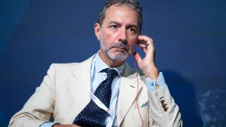  Poznań, 24.06.2026. Dyrektor Departamentu Komercjalizacji w Europejskiej Agencji Kosmicznej Luca del Monte podczas debaty na Forum Sektora Kosmicznego 2026 na terenie Międzynarodowych Targów Poznańskich. PAP/Jakub Kaczmarczyk