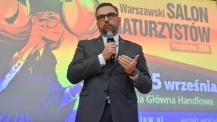 Warszawa, 24.09.2026. Minister nauki i szkolnictwa wyższego Marcin Kulasek na otwarciu Warszawskiego Salonu Edukacyjnego Perspektywy 2026 w Auli Głównej SGH Warszawie.  Fot. PAP/Piotr Nowak