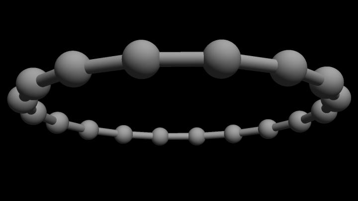 Artystyczna wizja tego, jak wygląda cząsteczka cyklokarbonu. Fot: IBM Research