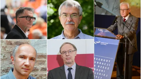 Polscy badacze, którzy otarli się o Nobla. Profesorowie: Aleksander Wolszczan, Andrzej Udalski, Andrzej Trautman, Artur Ekert, Tomasz Dietl. Fot: PAP (z wyjątkiem zdjęcia prof. Ekerta: Public Domain via Wikipedia) 