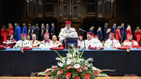 01.10.2024. Środowiskowa Inauguracja Roku Akademickiego 2024/2025 Związku Uczelni Lubelskich, 1 bm. w Filharmonii Lubelskiej w Lublinie. (sko) PAP/Wojtek Jargiło