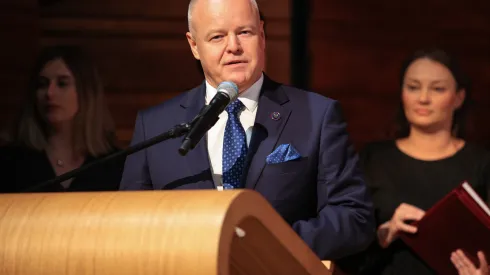 30.09.2025. Międzyuczelniana Inauguracja Roku Akademickiego 2025/2026 - wiceminister nauki i szkolnicwa wyższego Marek Gzik podczas uroczystości w siedzibie Narodowej Orkiestry Symfonicznej Polskiego Radia w Katowicach. PAP/Jarek Praszkiewicz