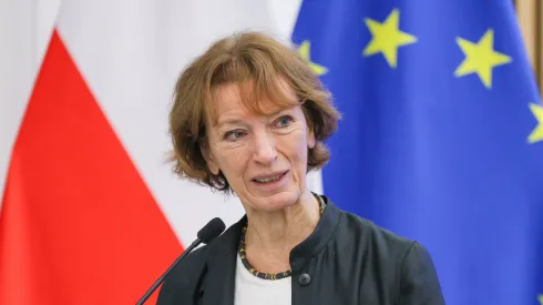 Warszawa, 23.09.2024. Przewodnicząca Europejskiej Rady ds. Badań Naukowych (European Research Council) Maria Leptin. PAP/Paweł Supernak
