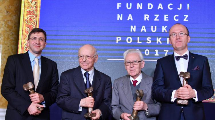 Piotr Trzonkowski, Krzysztof Pomian, prof. Andrzej Trautman, Daniel Gryko. Photo: PAP/Bartłomiej Zborowski