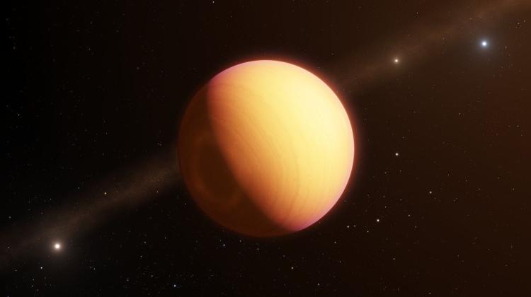 Artystyczna wizja egzoplanety HR 8799 e zbadanej przy pomocy instrumentu GRAVITY i interferometru VLTI. Źródło: ESO/L. Calçada.