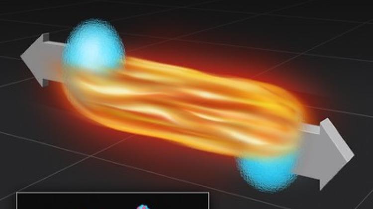 Until now, “fire streaks“ were used to describe the ultrarelativistic collisions of lead nuclei. Researchers from the Institute of Nuclear Physics of the Polish Academy of Sciences in Cracow have now also found them in much simpler collisions taking place between individual protons. (Source: IFJ PAN, Dual Color)