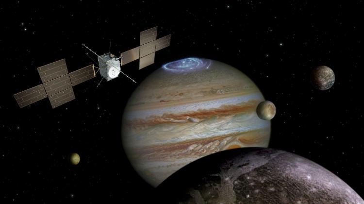 Wizualizacja satelity JUICE. Fot.: ESA /ATG medialab/NASA/J. Nichols/ University of Arizona/DLR