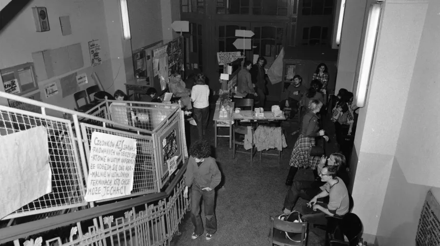 Strajk studentów Uniwersytetu Łódzkiego. PAP/CAF/Andrzej Zbraniecki 31.01.1981