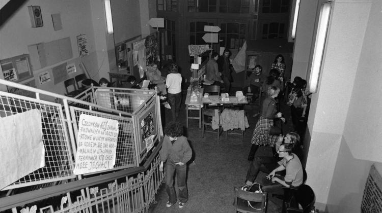 Strajk studentów Uniwersytetu Łódzkiego. PAP/CAF/Andrzej Zbraniecki 31.01.1981