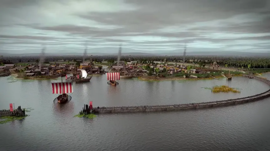 Wizualizacja Truso. Źródło: Muzeum Archeologiczno-Historyczne w Elblągu/ Wikipedia CC BY 3.0