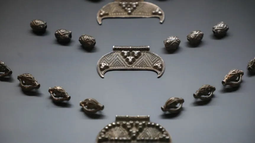 Białystok, 17.04.2026. Otwarcie wystaw „W kamień zmienione” oraz „Skarby minionych wieków” zorganizowanych z okazji 70-lecia Działu Archeologii Muzeum Podlaskiego, 17 bm. w głównej siedzibie muzeum w białostockim Ratuszu. (jm) PAP/Artur Reszko