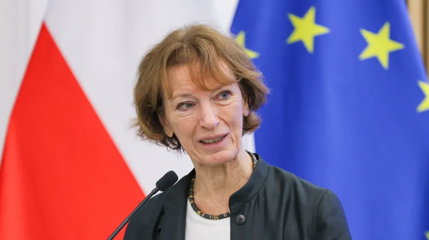 Warszawa, 23.09.2024. Przewodnicząca Europejskiej Rady ds. Badań Naukowych (European Research Council) Maria Leptin. PAP/Paweł Supernak
