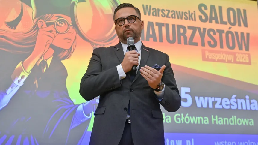 Warszawa, 24.09.2026. Minister nauki i szkolnictwa wyższego Marcin Kulasek na otwarciu Warszawskiego Salonu Edukacyjnego Perspektywy 2026 w Auli Głównej SGH Warszawie.  Fot. PAP/Piotr Nowak