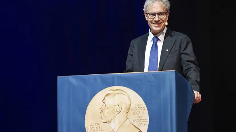 Victor Ambros w Karolinska Institute, Szwecja, grudzień 2024; dostawca: PAP/EPA.