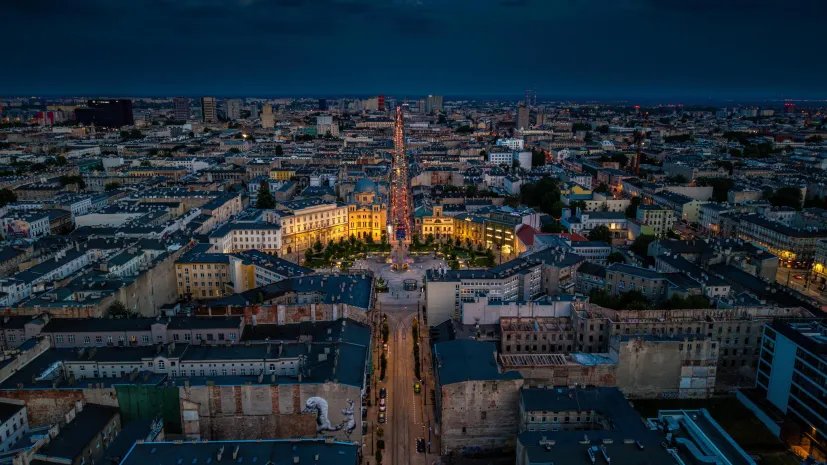 Łódź, 06.07.2025. Plac Wolności i ul. Piotrkowska w  Łodzi. PAP/Grzegorz Michałowski
