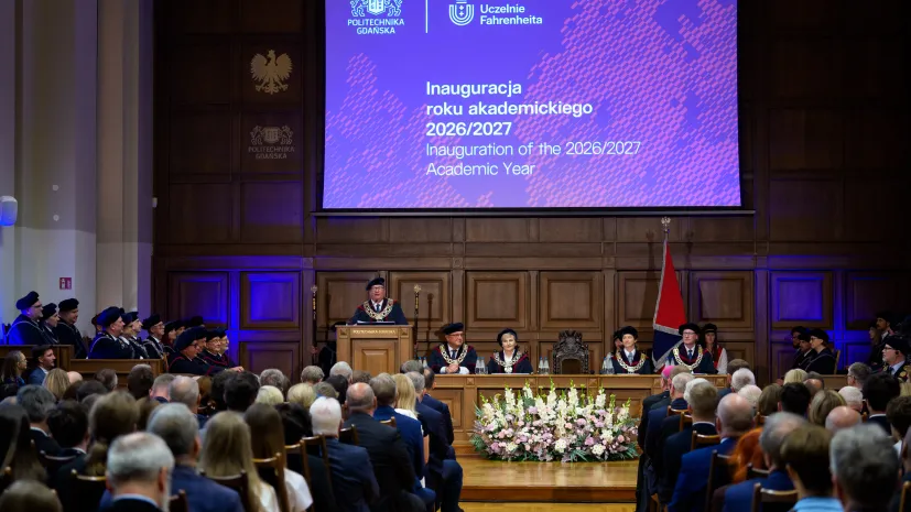 Rektor prof. Krzysztof Wilde podczas inauguracji roku akademickiego 2026/27 na Politechnice Gdańskiej. Fot. materiały prasowe PG